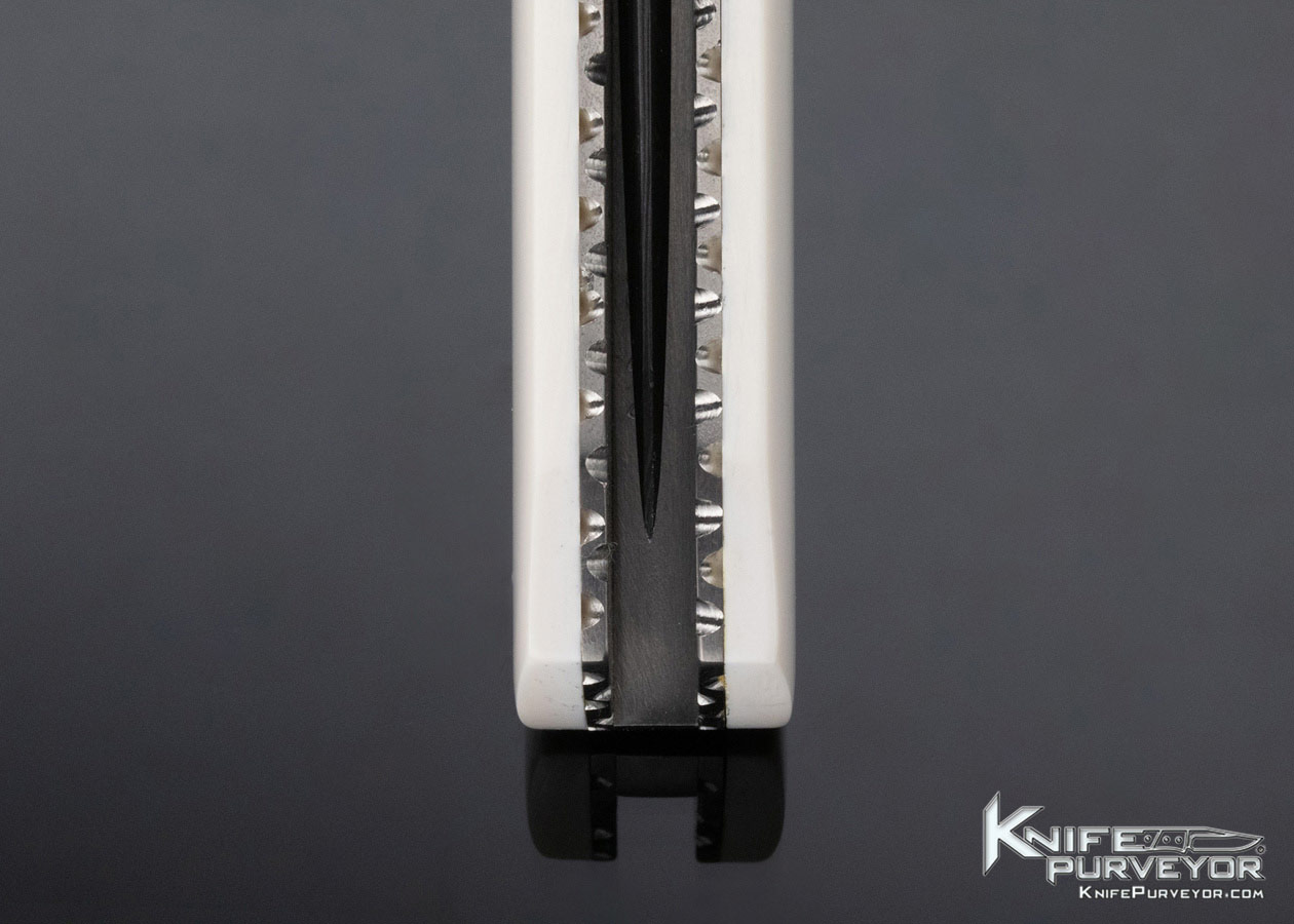 Reese Weiland Custom Knife Fossilized Walrus & Damascus Linerlock Swing Guard Automatic - Image 8