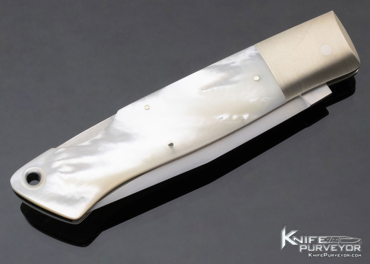 Jess Horn Custom Knife Mother of Pearl Fighter Lockback - Image 3
