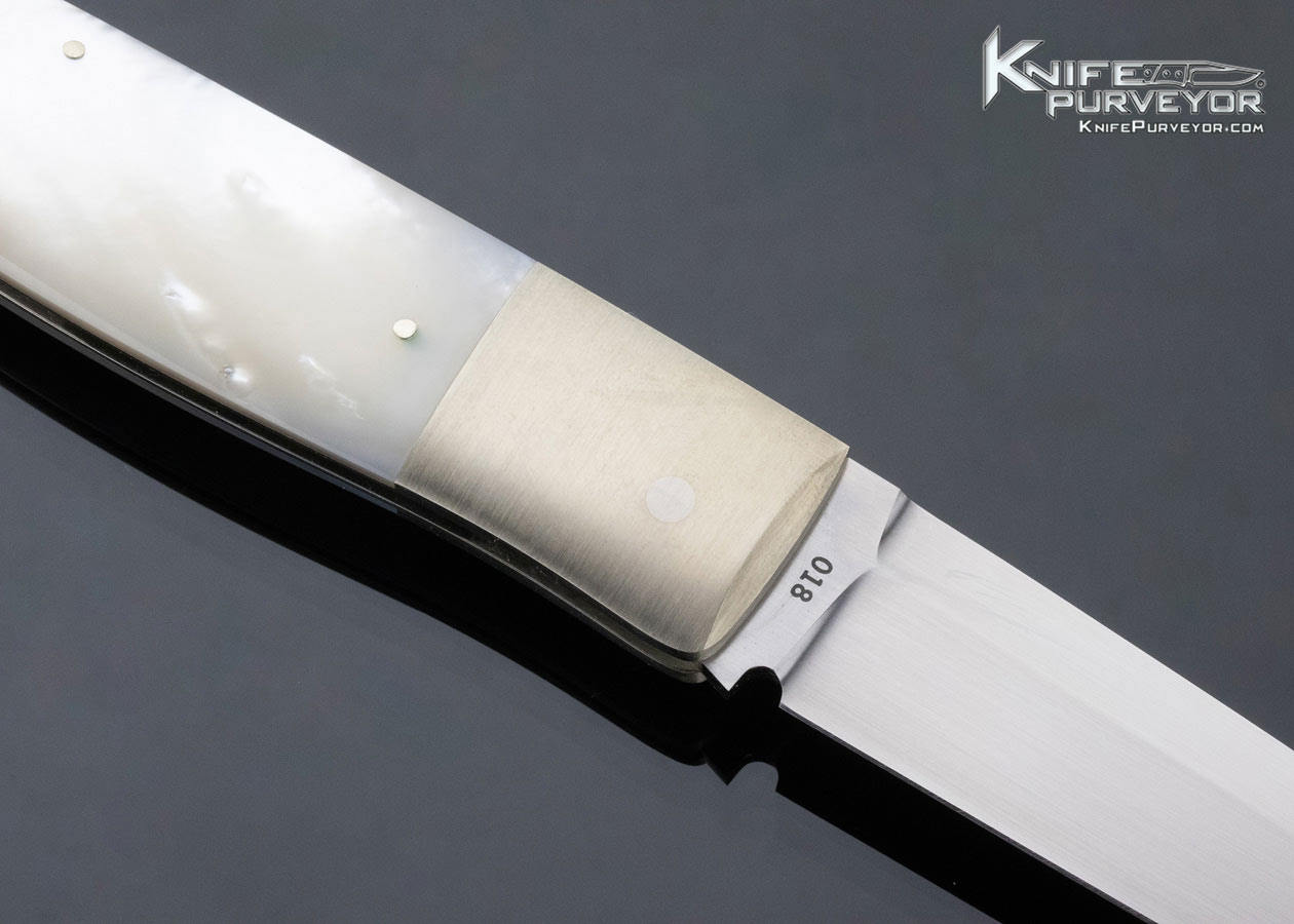 Jess Horn Custom Knife Mother of Pearl Fighter Lockback - Image 5