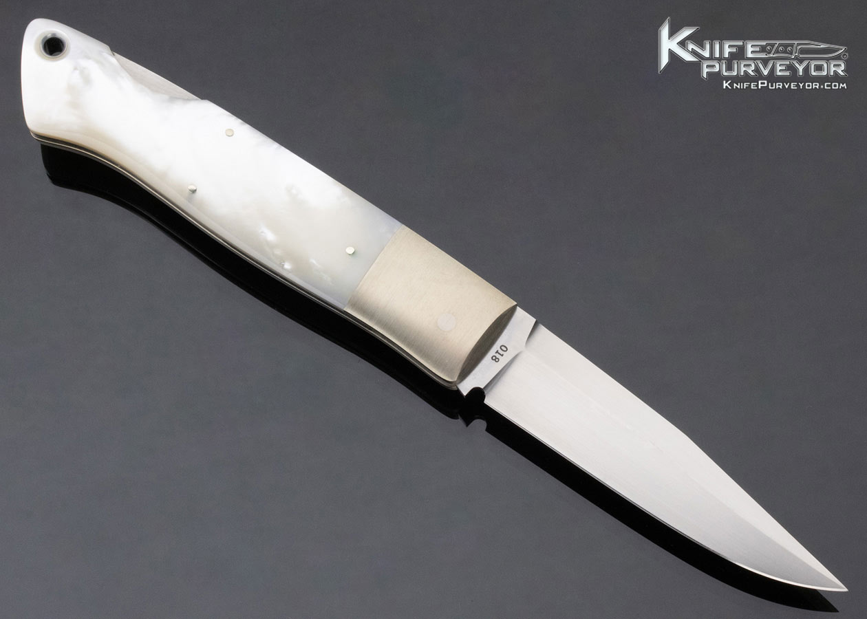 Jess Horn Custom Knife Mother of Pearl Fighter Lockback - Image 4
