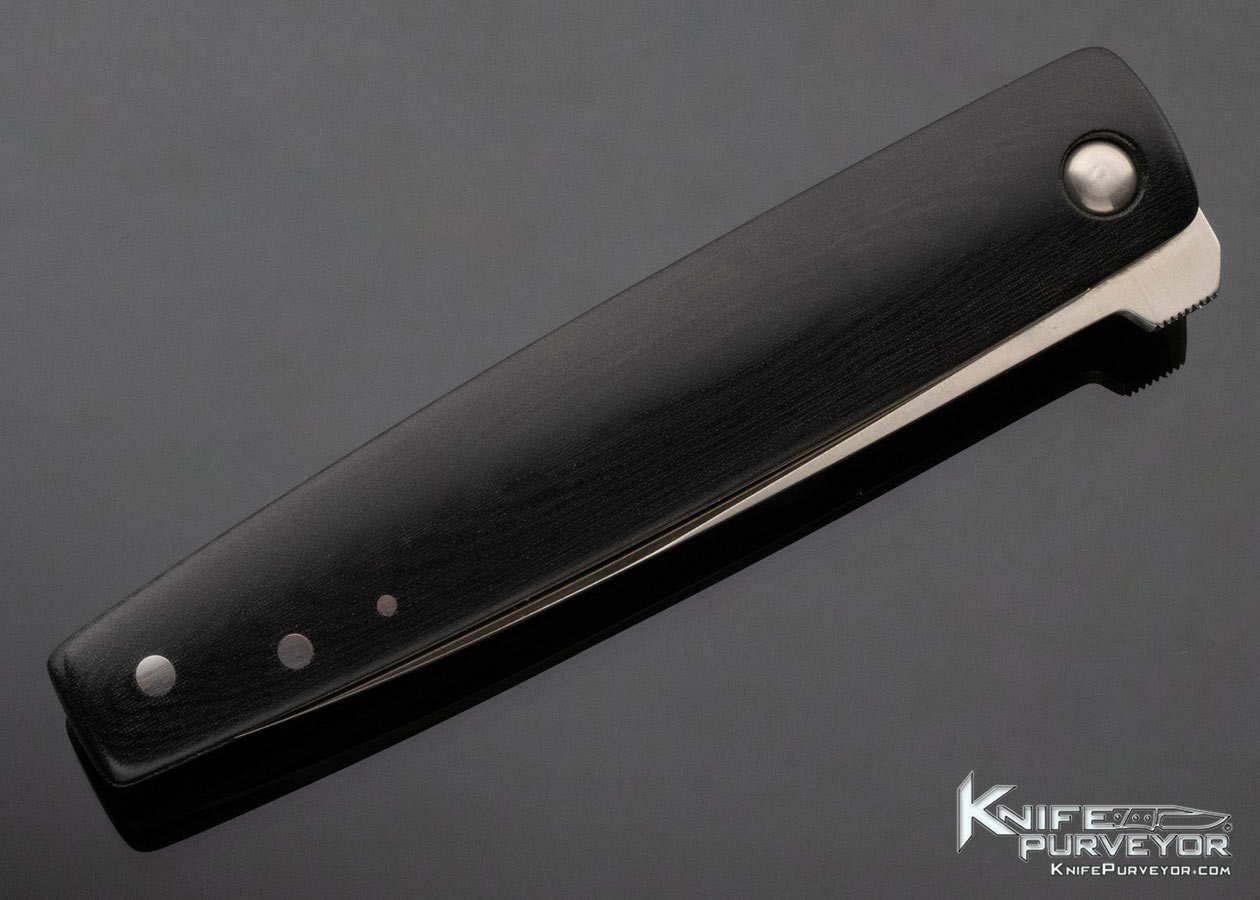 Phil Boguszewski Custom Knife Black Micarta Spike #1 Front Flipper Linerlock - Image 5