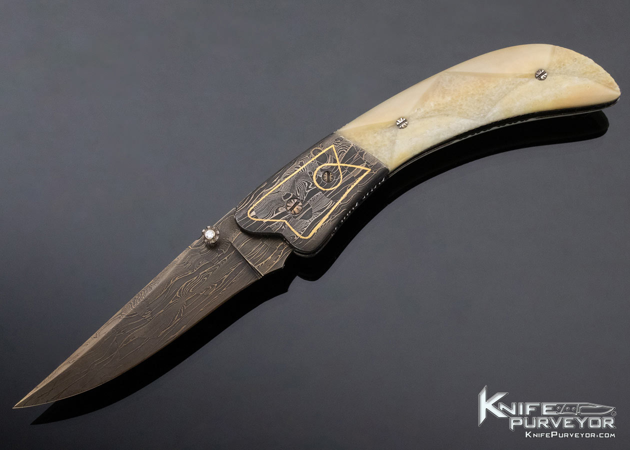 Rick Dunkerley Custom Knife Folding Knife Linerlock Damascus 12482