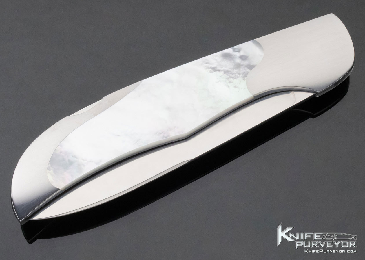 Tom Overeynder Custom Knife Mother of Pearl Semi Interframe Lockback 002 Model 19 - Image 3
