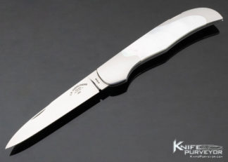Tom Overeynder Custom Knife Mother of Pearl Semi Interframe Lockback 002 Model 19 12544