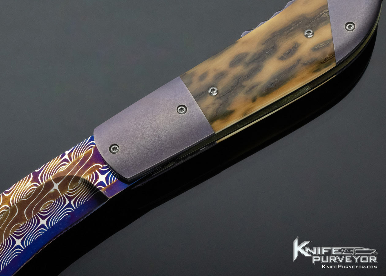 Van-Custom-Knife-Folding-Knife-Linerlock-Blue-Damascus-12484-open-cls