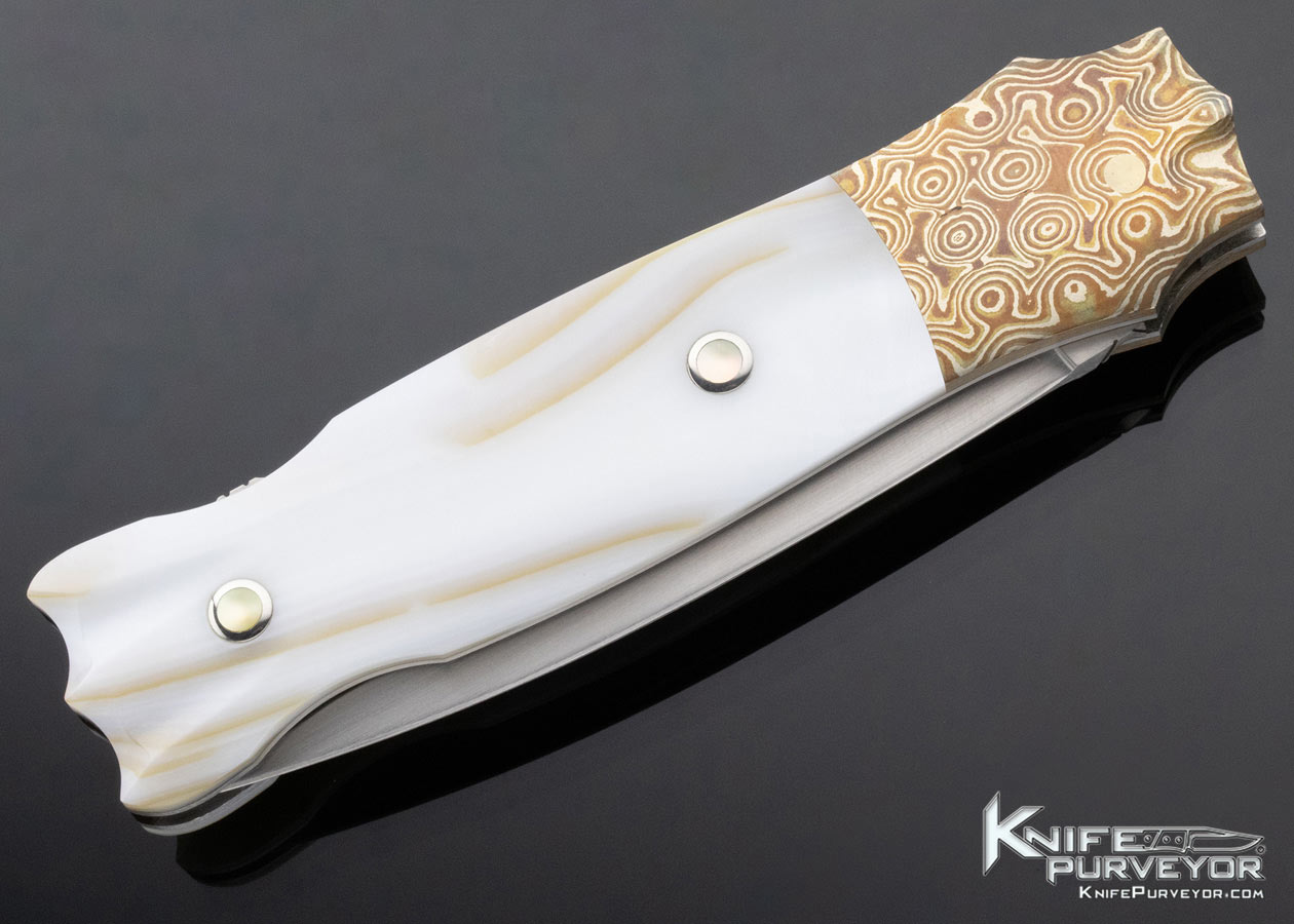 W.D. Pease Custom Knife Pearl Shell and Mokume Lockback Dagger - Image 5