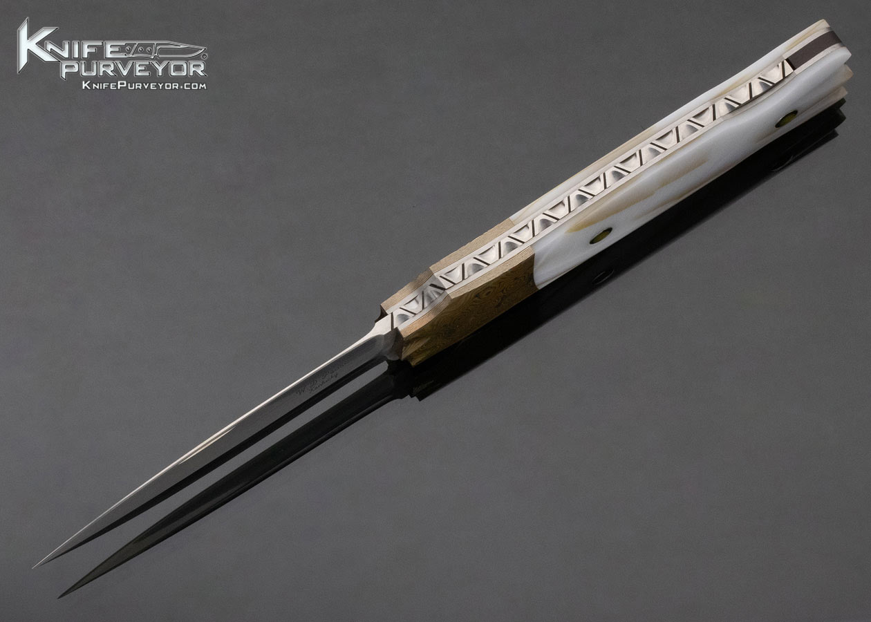 W.D. Pease Custom Knife Pearl Shell and Mokume Lockback Dagger - Image 6