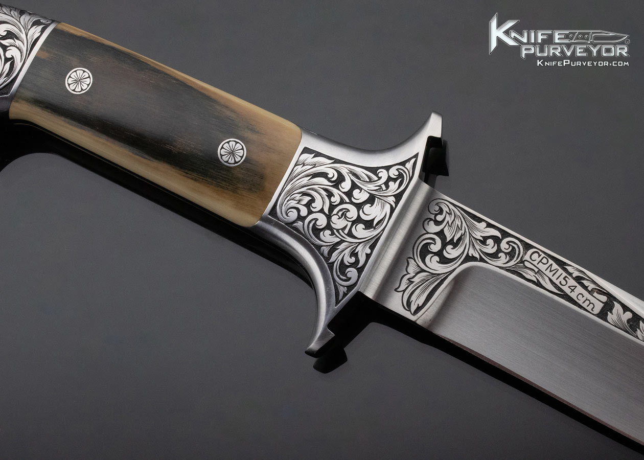 Edmund Davidson Custom Knife Jere Davidson Engraved Mammoth Integral Fighter - Image 4