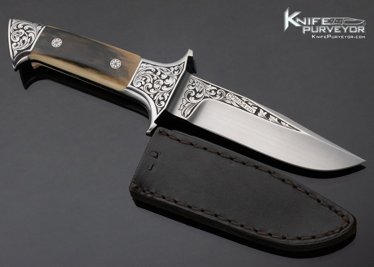 Edmund Davidson Custom Knife Jere Davidson Engraved Mammoth Integral Fighter - Image 5
