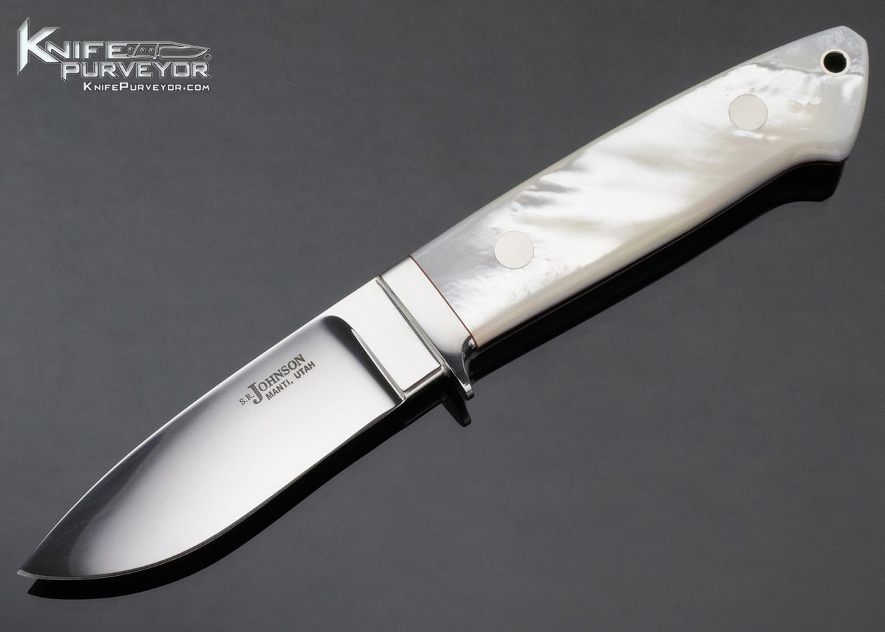 S.R. Johnson Custom Knife Mother of Pearl Drop Point Hunter 12587