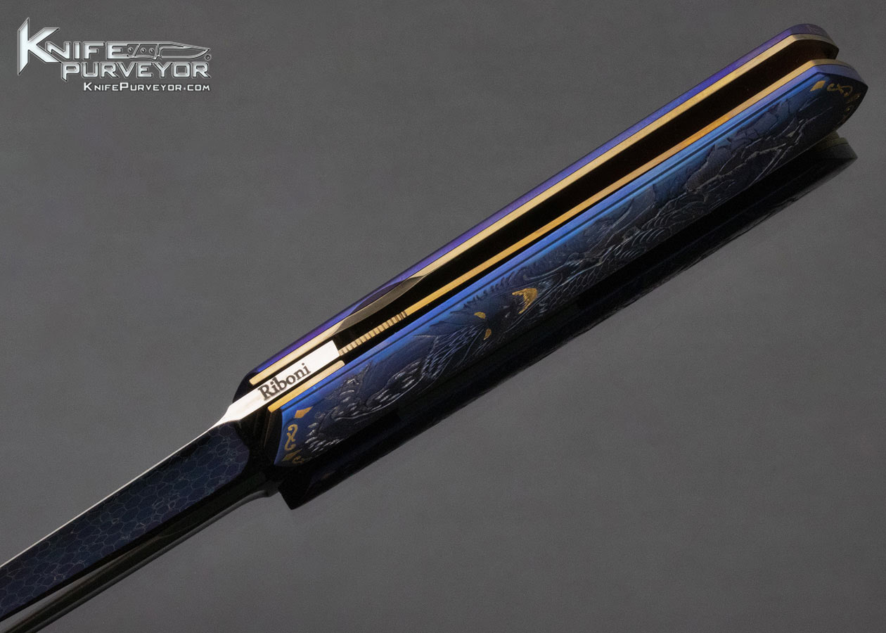 Claudio Riboni Custom Knife Daniele Pozzi Carved Blue Dragon