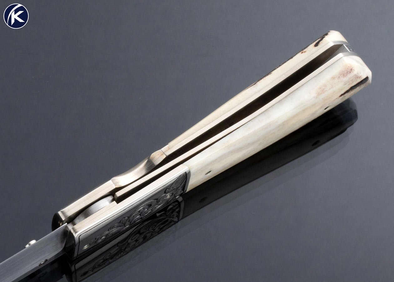 Jim Martin Custom Knife Sole Authorship Engraved Nickel Silver and Stag - Image 6