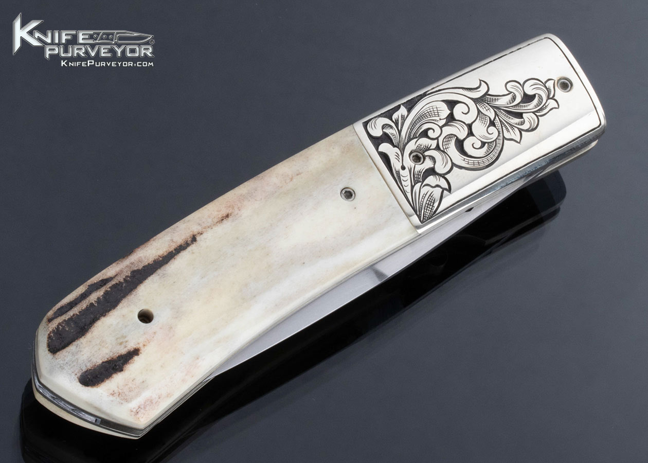 Jim Martin Custom Knife Sole Authorship Engraved Nickel Silver and Stag - Image 3