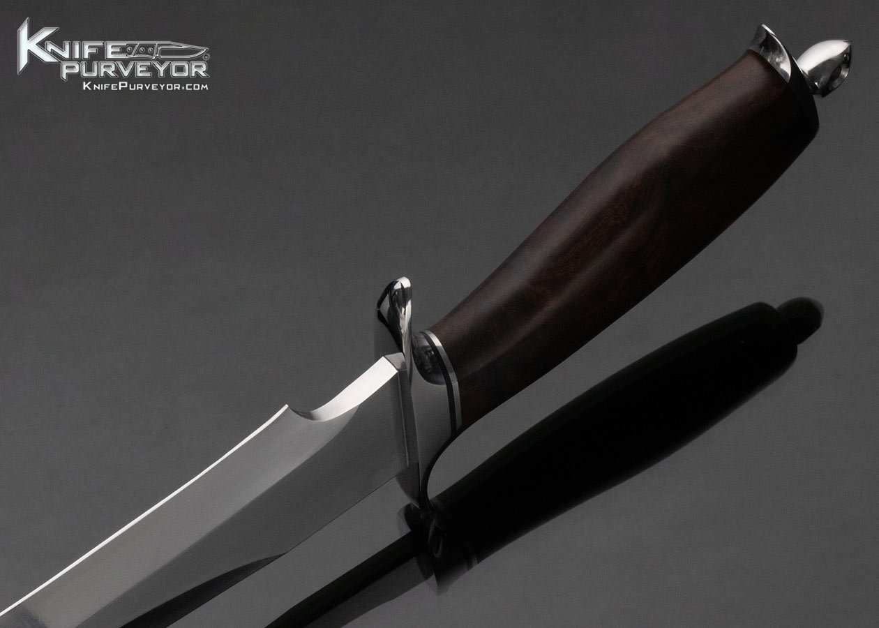 Jim Siska Custom Knife Burlwood and Stainless Steel Take Down Fighter - Image 5