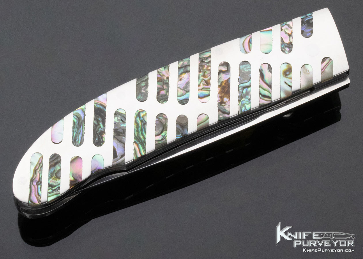 Koji Hara Custom Knife Abalone Inlaid Linerlock - Image 5