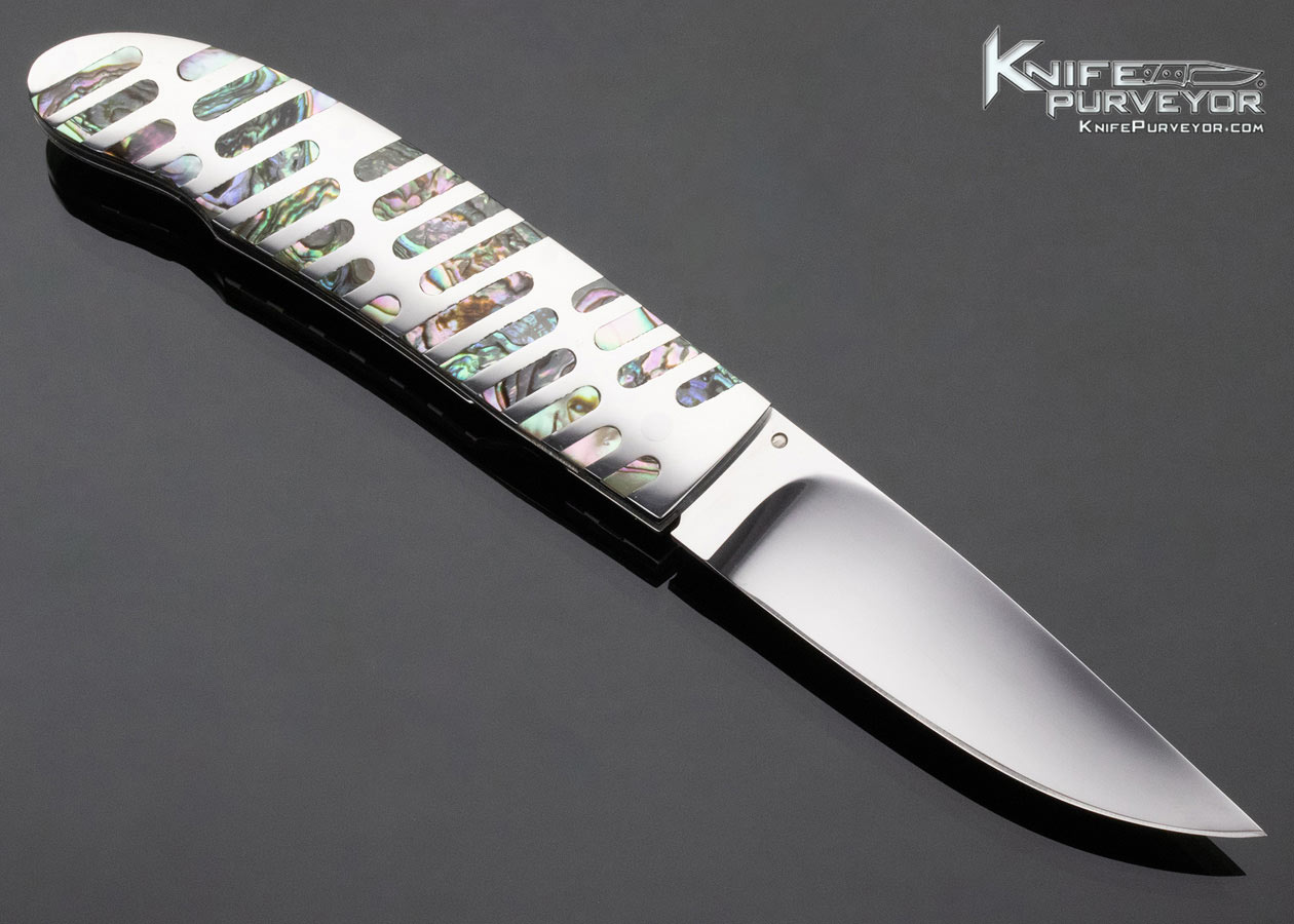 Koji Hara Custom Knife Abalone Inlaid Linerlock - Image 3