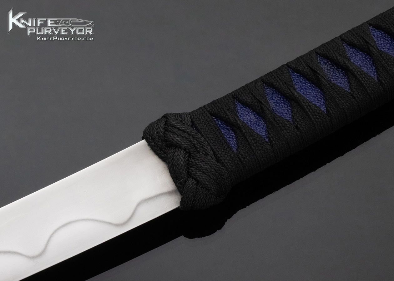 Rob Douglas Custom Knife Cord Wrapped Blue Stingray Skin "Blue Lightning" Tanto - Image 2