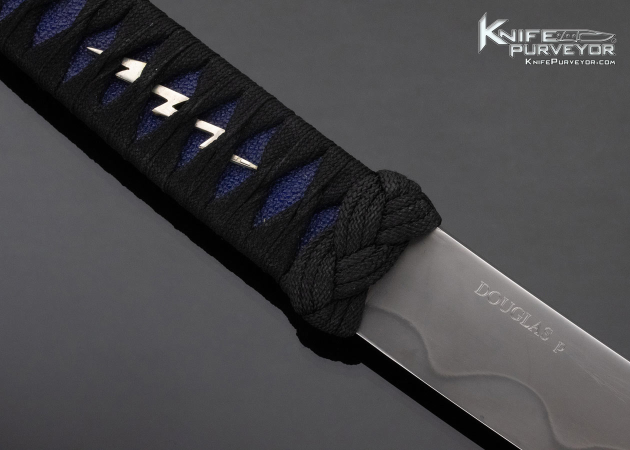 Rob Douglas Custom Knife Cord Wrapped Blue Stingray Skin "Blue Lightning" Tanto - Image 4