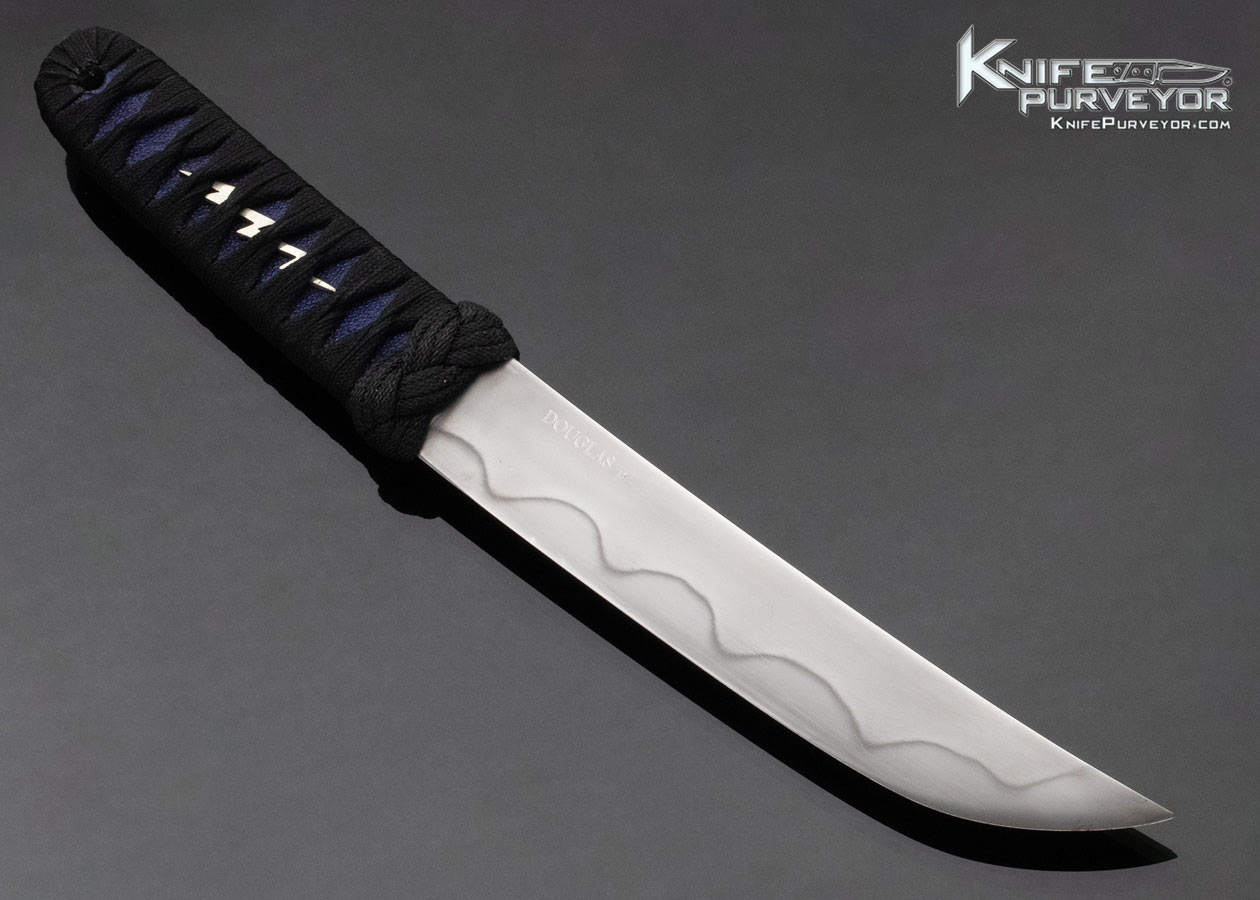 Rob Douglas Custom Knife Cord Wrapped Blue Stingray Skin "Blue Lightning" Tanto - Image 3