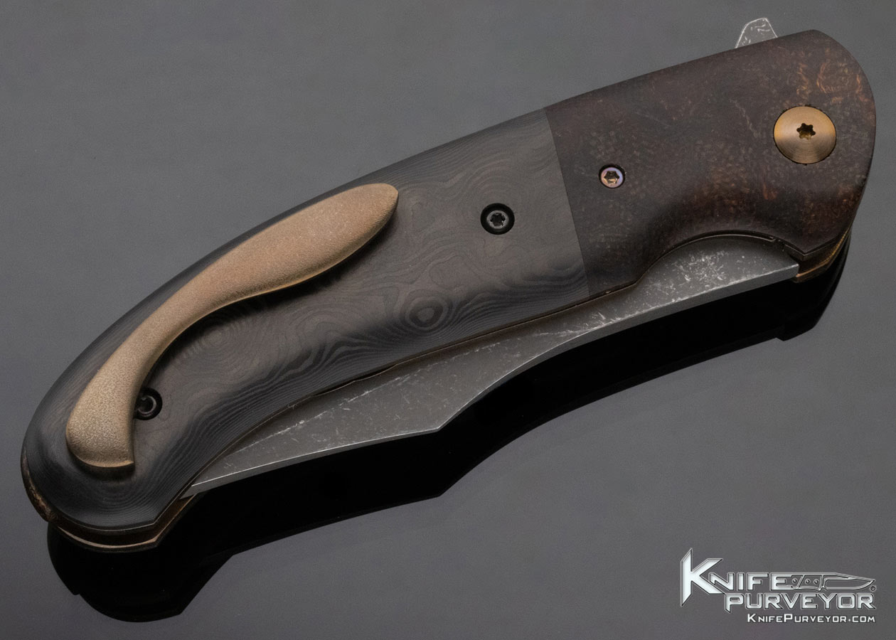 Eric Ochs Custom Knife "Curve" Titanium and Vintage Rag Micarta Linerlock - Image 3