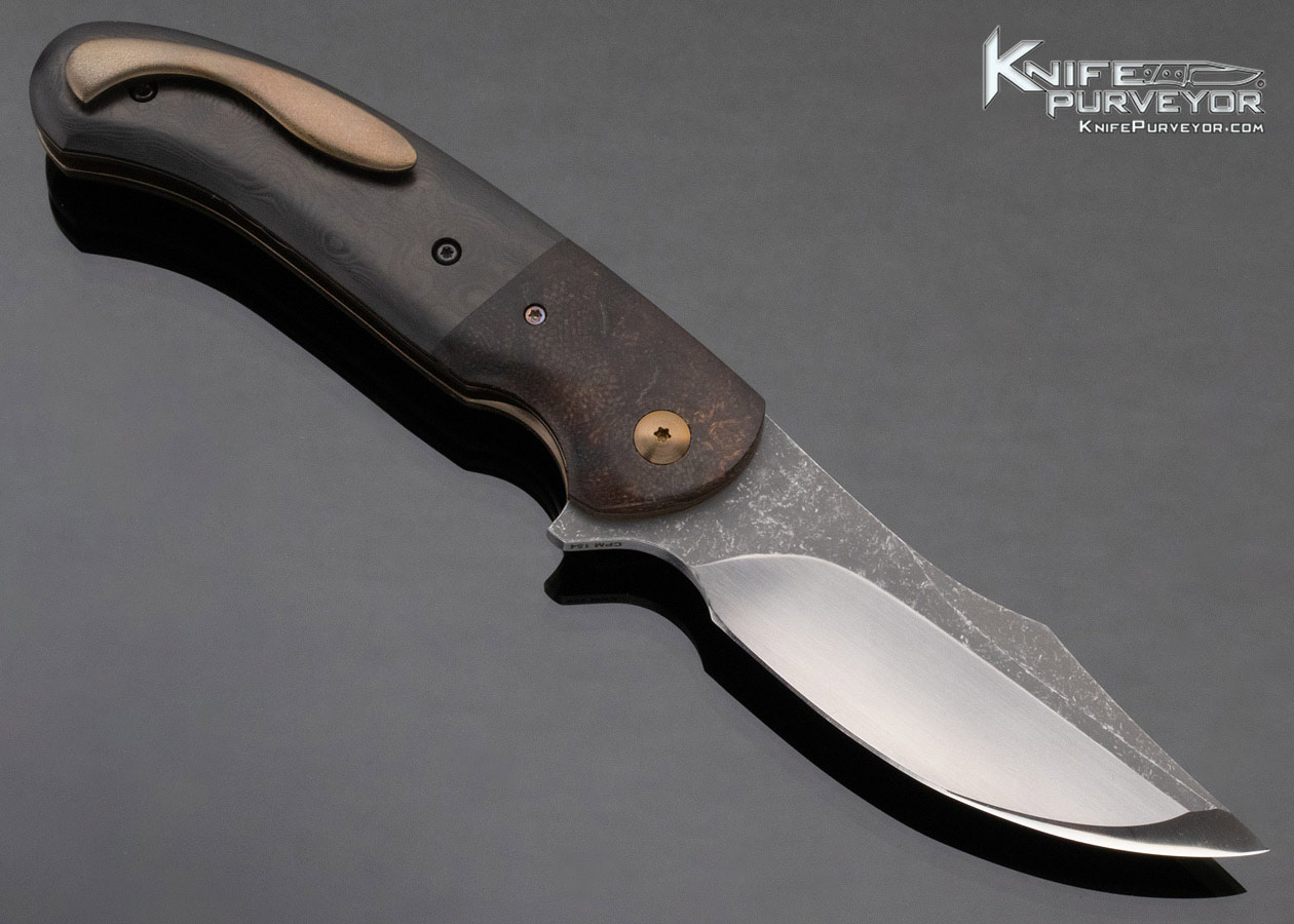 Eric Ochs Custom Knife "Curve" Titanium and Vintage Rag Micarta Linerlock - Image 4