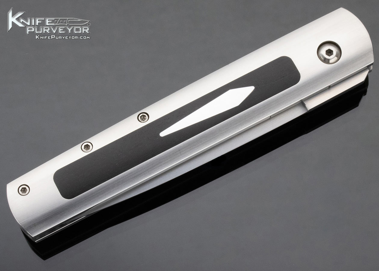 Jeff Harkins Custom Knife Automatic with Ebony and Mother of Pearl Scales UTIL-96 Pool Cue Knife Hidden Release Automatic - Image 3