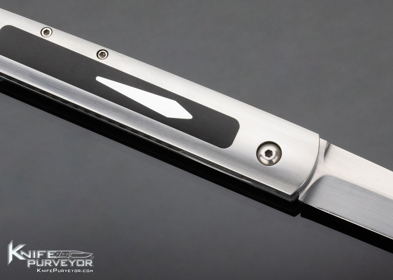 Jeff Harkins Custom Knife Automatic with Ebony and Mother of Pearl Scales UTIL-96 Pool Cue Knife Hidden Release Automatic - Image 5