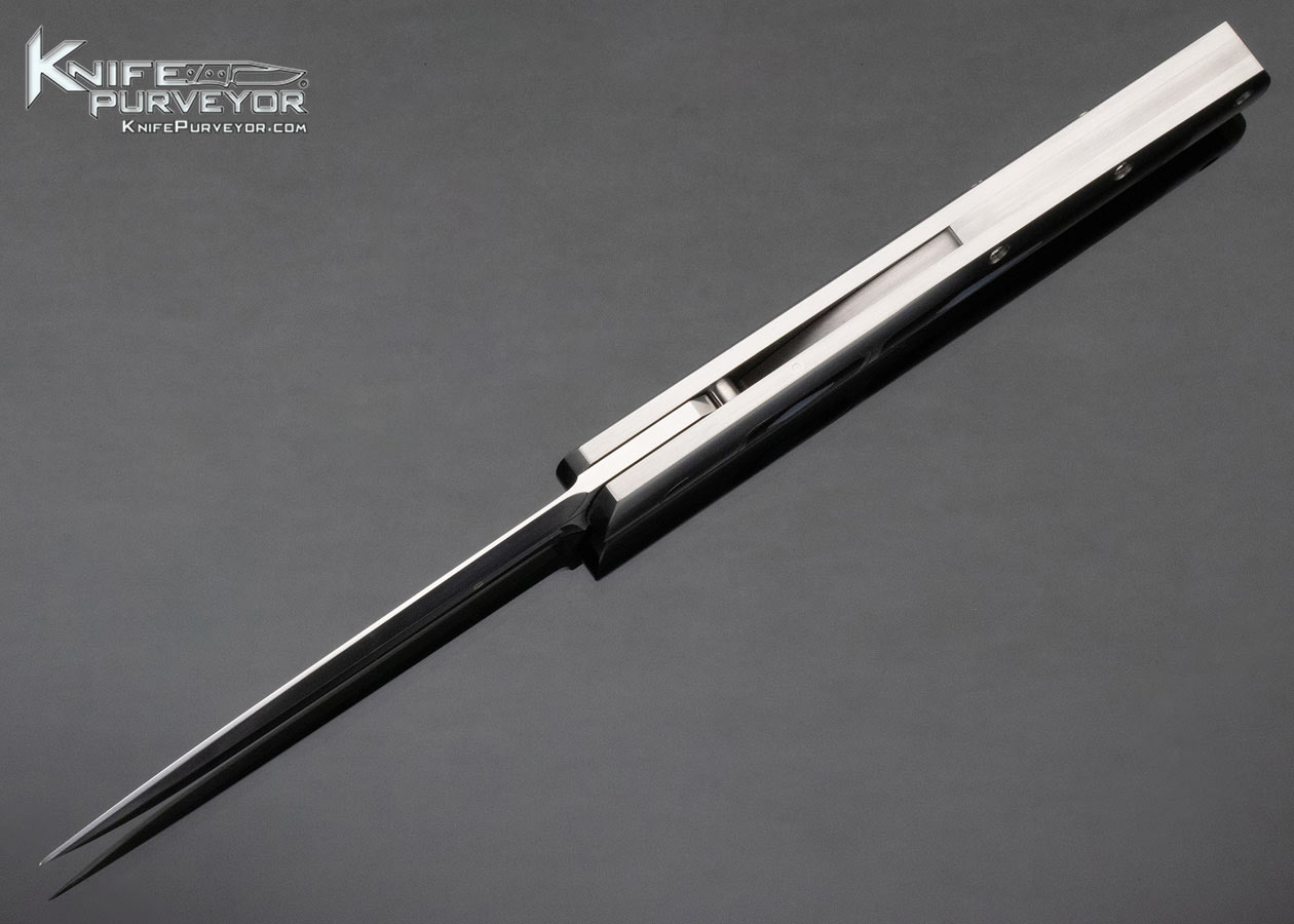 Jeff Harkins Custom Knife Automatic with Ebony and Mother of Pearl Scales UTIL-96 Pool Cue Knife Hidden Release Automatic - Image 6