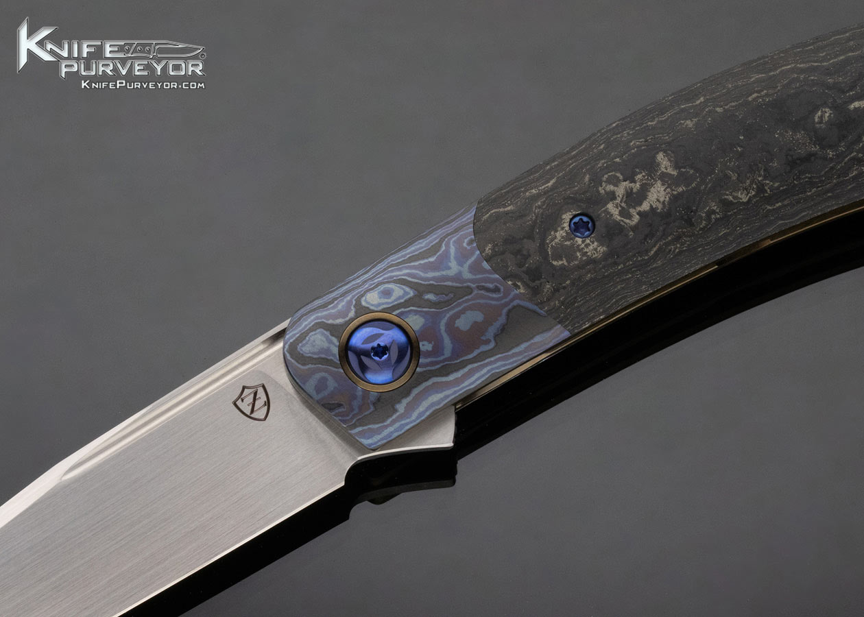 Roman Zelenko Custom Knife Carbon Fiber and Zircoti Linerlock Flipper - Image 2