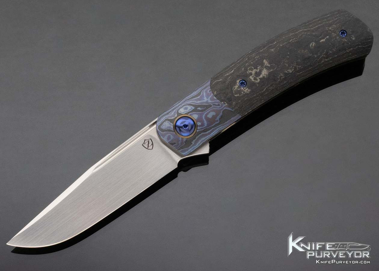 Roman Zelenko Custom Knife Carbon Fiber and Zircoti Linerlock Flipper 12735