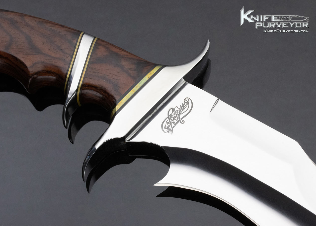 Bill Luckett Custom Knife Nickel Silver, Brass, and Wood Handle Battle Bowie - Image 2