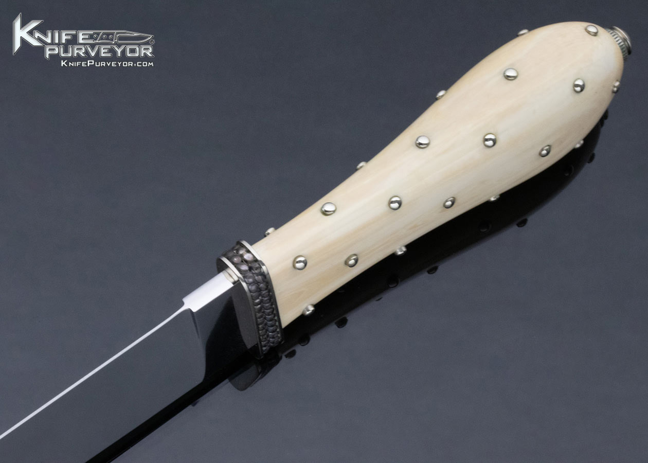 Buster Warenski Custom Knife Hand Carved 32 Silver Studded Balls San Francisco Bowie - Image 5