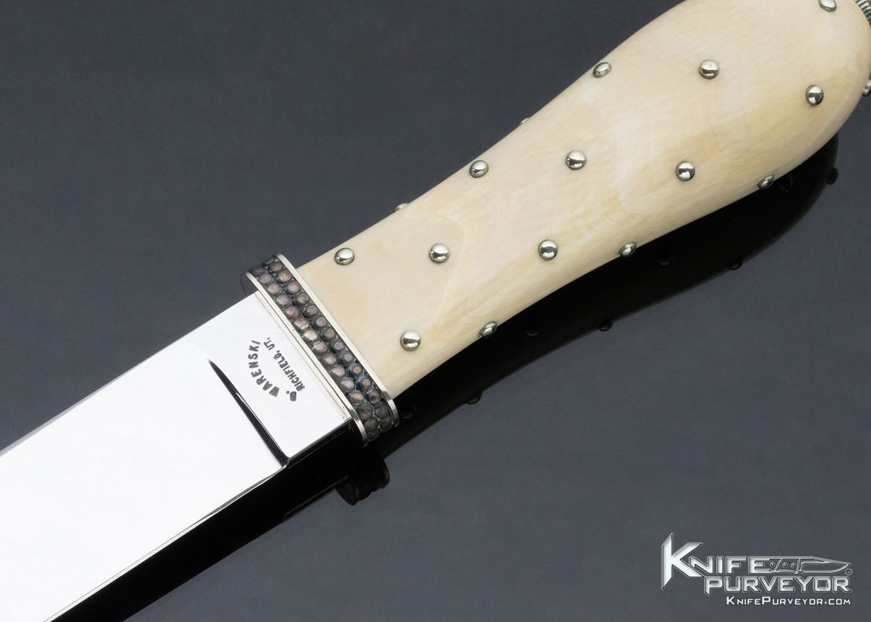 Buster Warenski Custom Knife Hand Carved 32 Silver Studded Balls San Francisco Bowie - Image 2