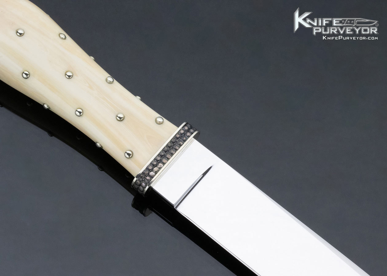 Buster Warenski Custom Knife Hand Carved 32 Silver Studded Balls San Francisco Bowie - Image 4