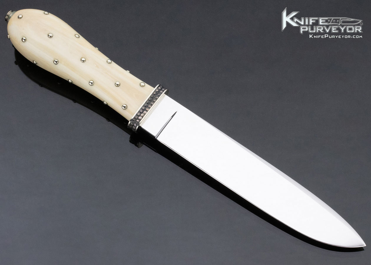 Buster Warenski Custom Knife Hand Carved 32 Silver Studded Balls San Francisco Bowie - Image 3