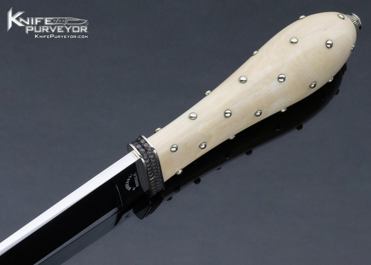 Buster Warenski Custom Knife Hand Carved 32 Silver Studded Balls San Francisco Bowie - Image 6