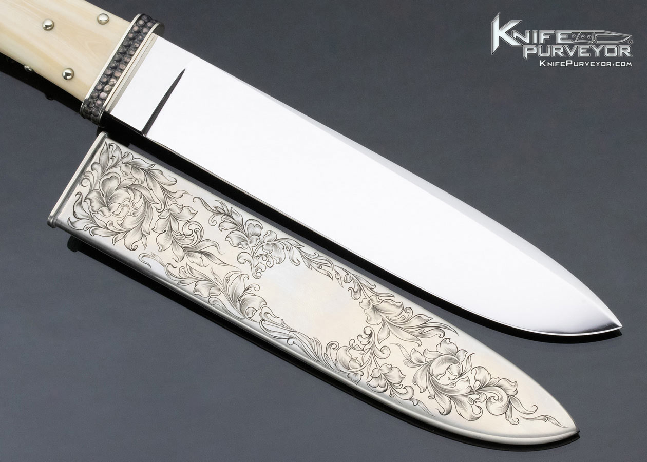 Buster-Warenski-Custom-Knife-Hand-Carved-32-Silver-Studded-Balls-San-Francisco-Bowie-12862-open 12862