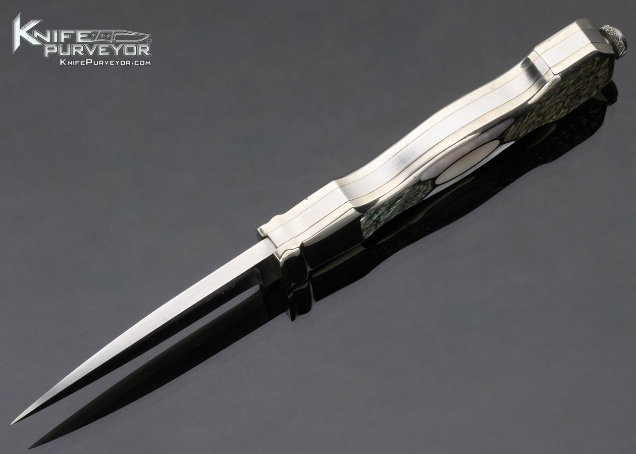 Jim Serven Custom Knife Abalone and Green Sea Snail Shell Interframe Finial Lock Dagger - Image 7