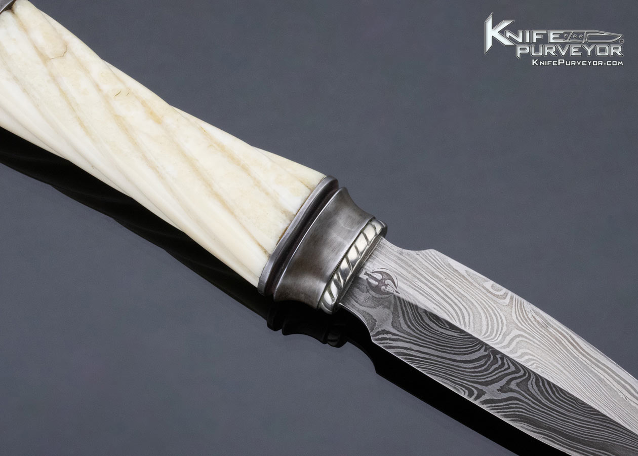 Kemal Custom Knife Fluted Walrus and Damascus Dagger - Image 4