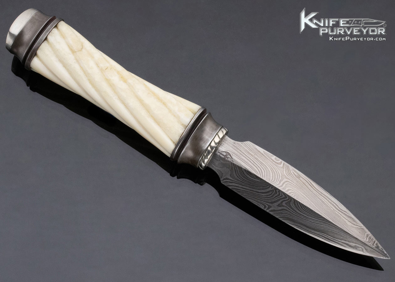 Kemal Custom Knife Fluted Walrus and Damascus Dagger - Image 3
