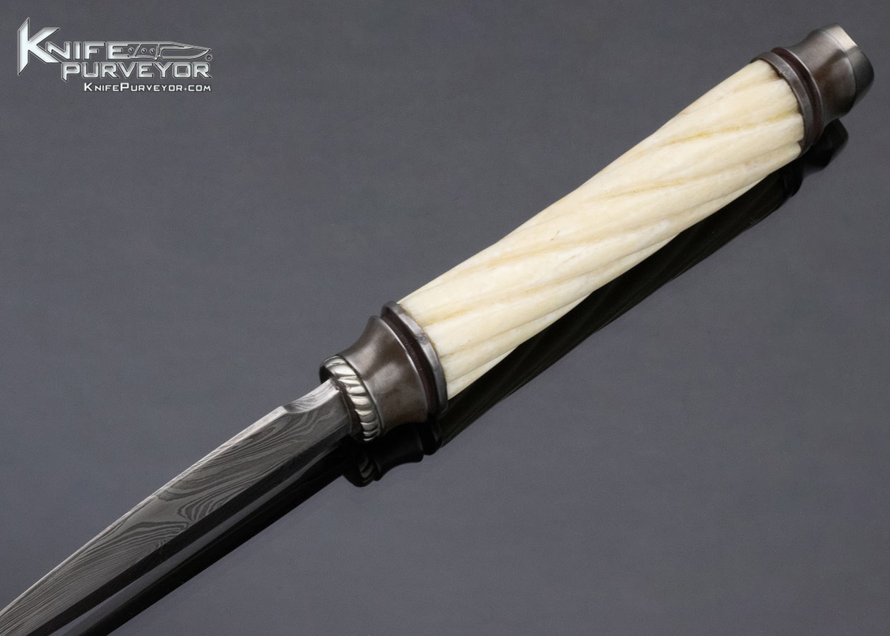 Kemal-Custom-Knife-Fluted-Walrus-and-Damascus-Dagger-12881-open 12881