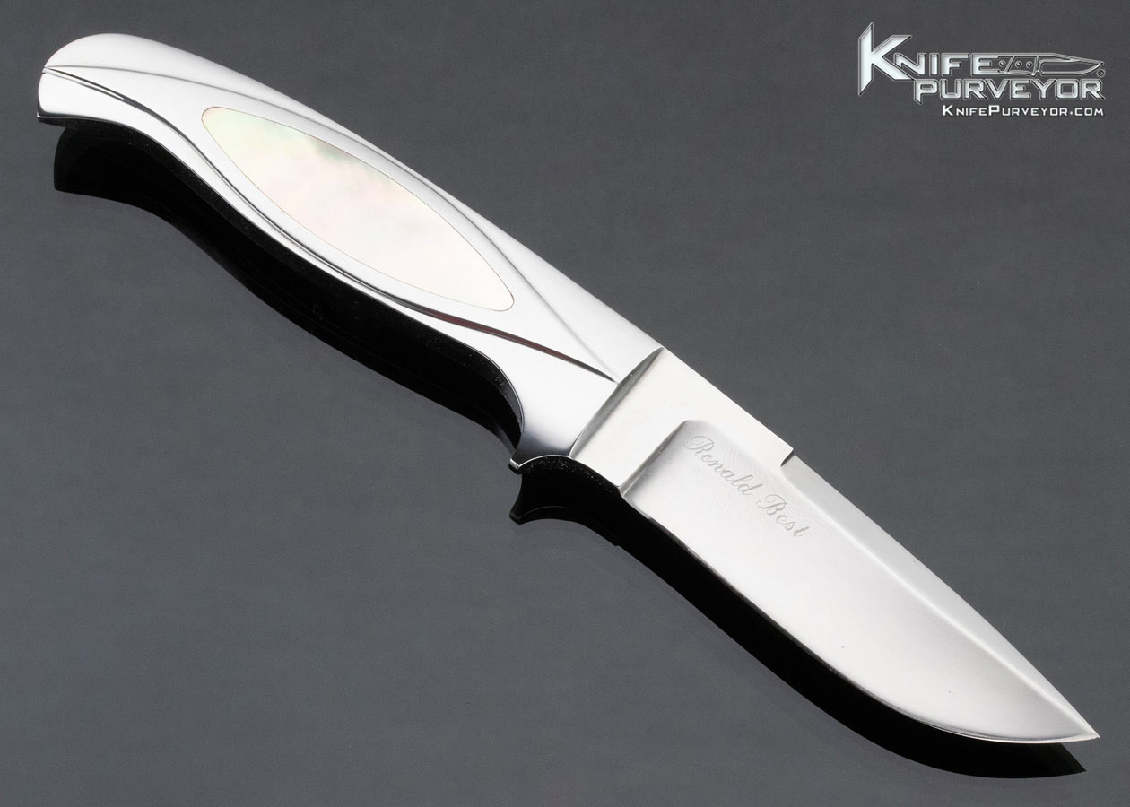 Ron Best Custom Knife Gold Lip Pearl Interframe Integral Fixed Blade - Image 2