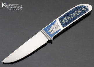 Warner-Kaluza-Custom-Knife-Blue-Stingray-and-Enamel-Engraved-Whale-Knife-12851-open 12851