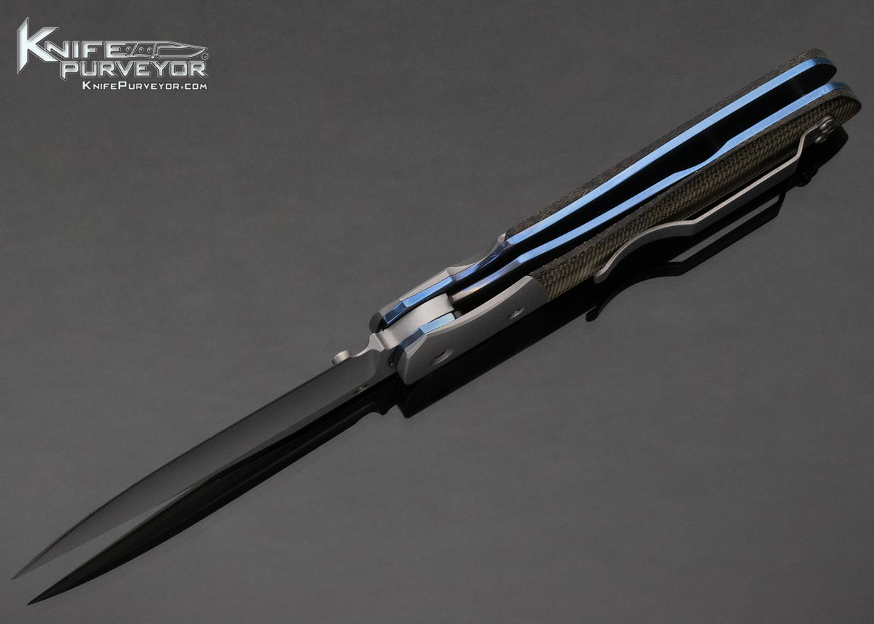 Charles Marlowe Canvas Micarta Bead Blasted Titanium Linerlock Bulldog - Image 5
