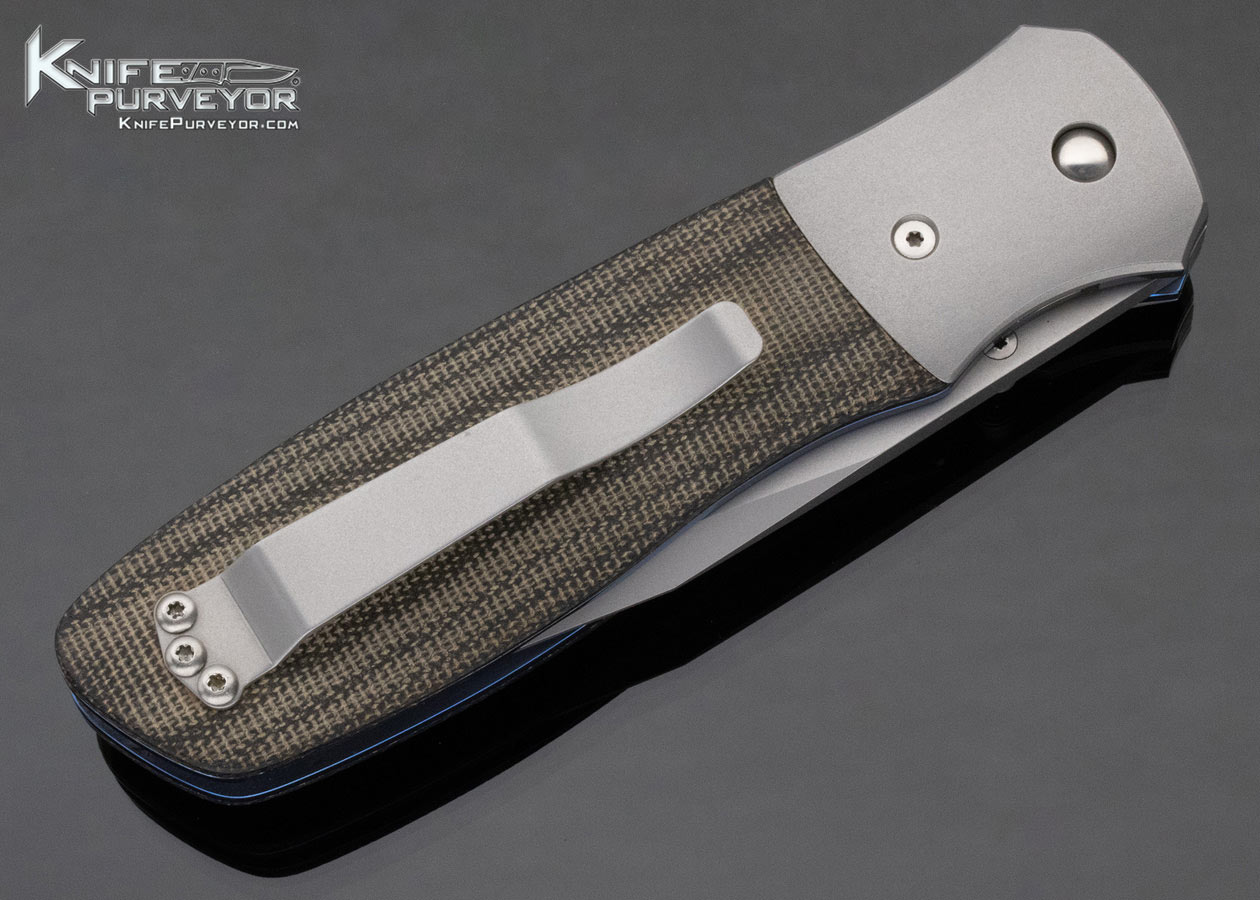 Charles Marlowe Canvas Micarta Bead Blasted Titanium Linerlock Bulldog - Image 3