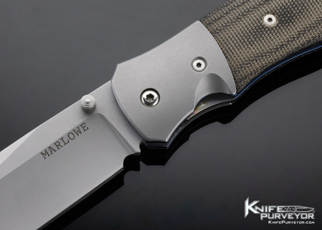 Charles Marlowe Canvas Micarta Bead Blasted Titanium Linerlock Bulldog - Image 2