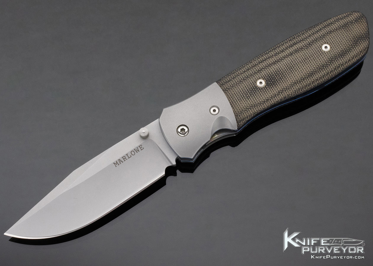 Charles Marlowe Canvas Micarta Bead Blasted Titanium Linerlock Bulldog 12991