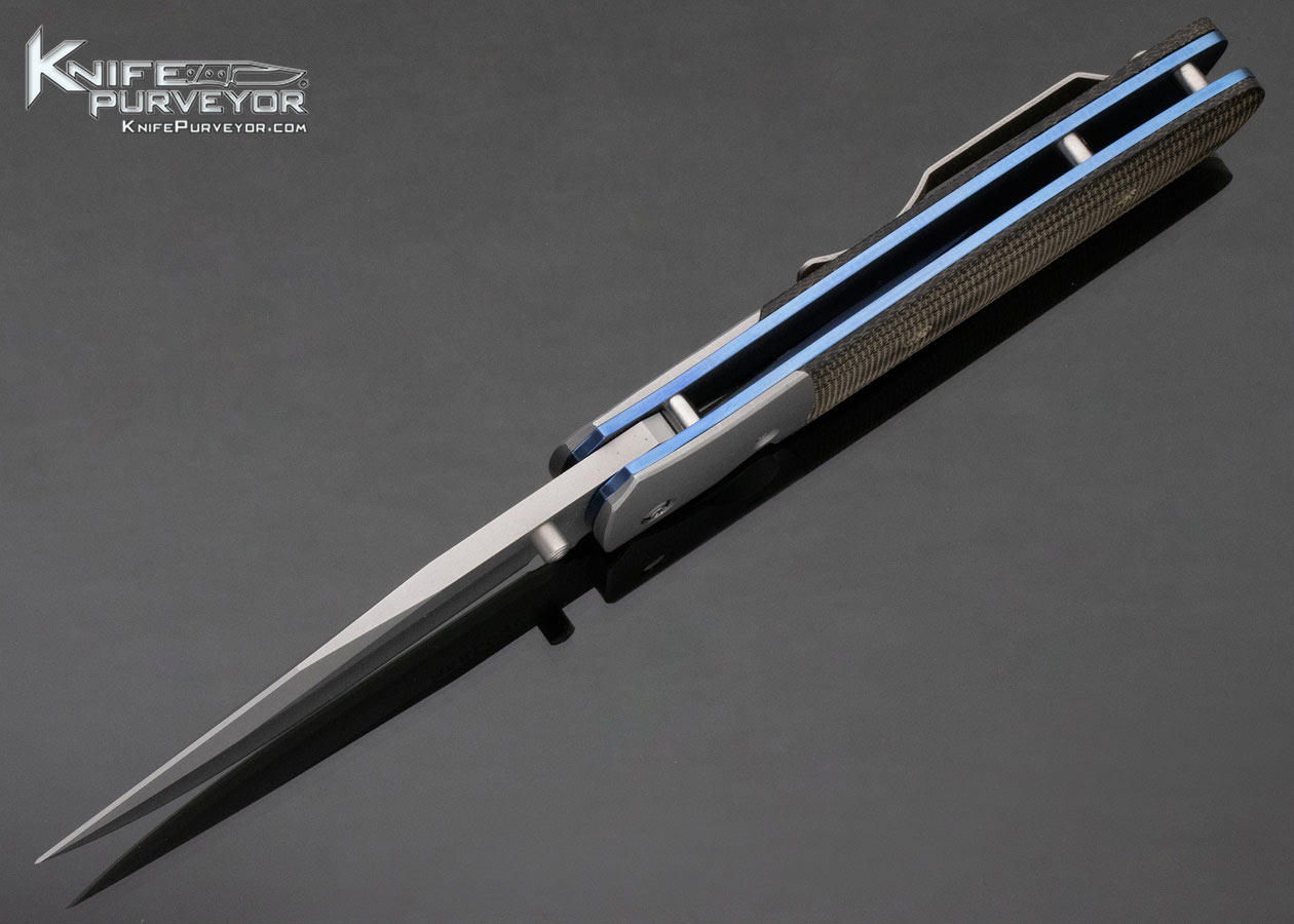 Charles Marlowe Canvas Micarta Bead Blasted Titanium Linerlock Bulldog - Image 4