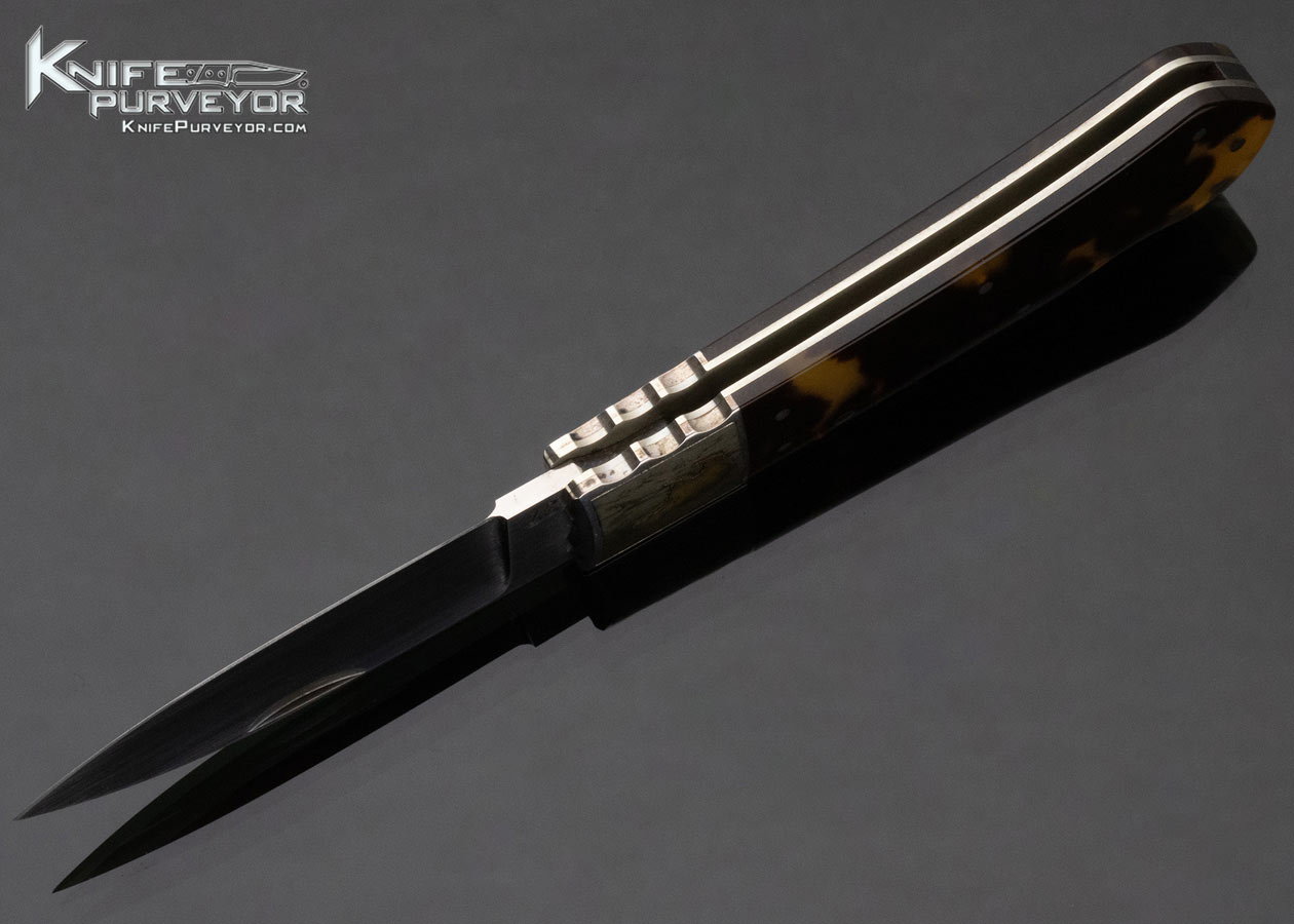 Ron Lake Custom Knife Amber Lockback with Silver Toothpick Engraved by Steve Lindsay - Image 6