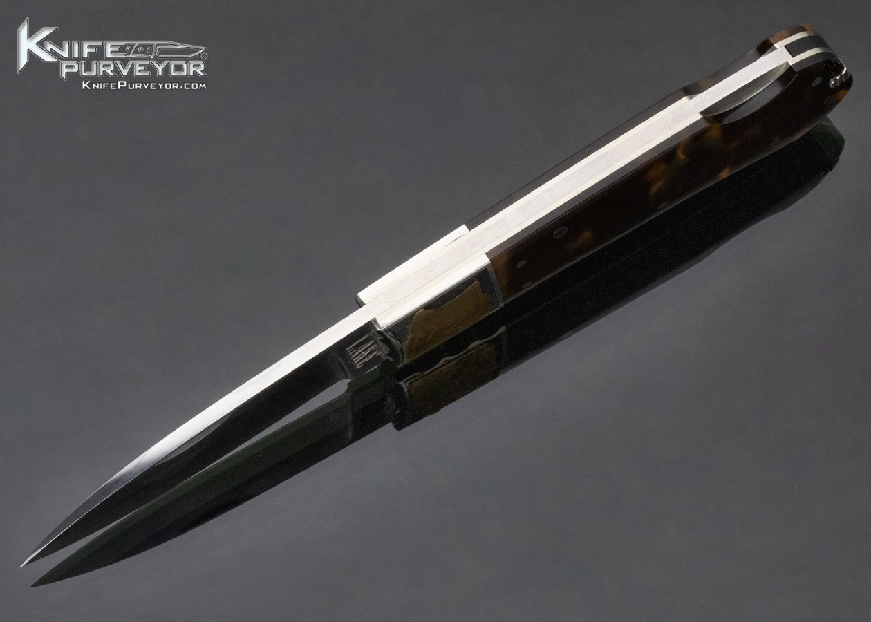 Ron Lake Custom Knife Amber Lockback with Silver Toothpick Engraved by Steve Lindsay - Image 5